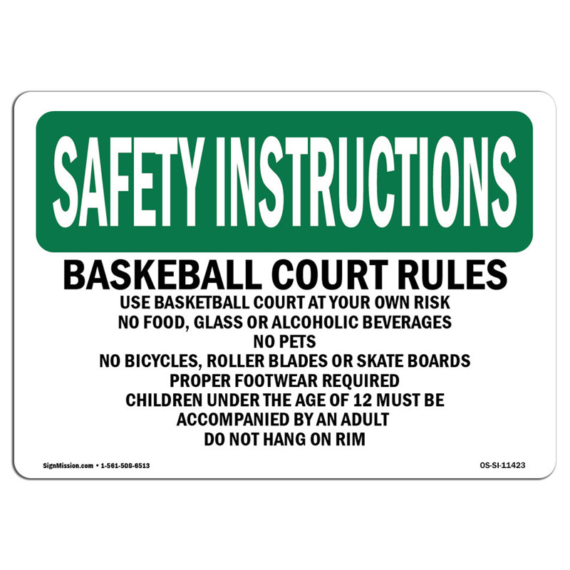 Safety Instructions Sign, 18" H x 24" W x 0.1" D