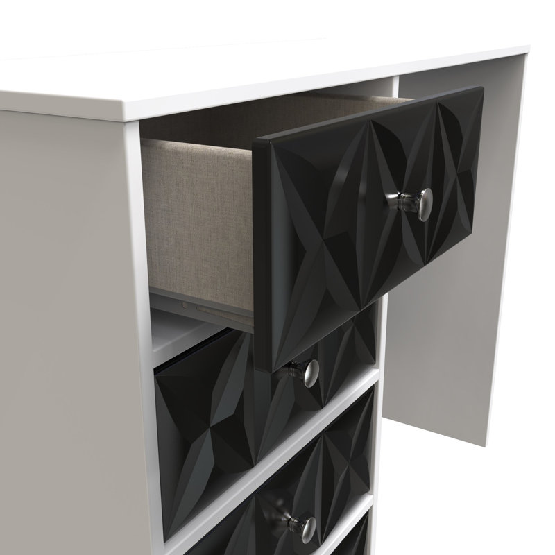 Carnlea Dressing Table, Deep Black/White