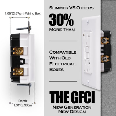 20 Amps Self-Test Tamper Resistant Duplex Outlet, GFCI Decorator Outlet