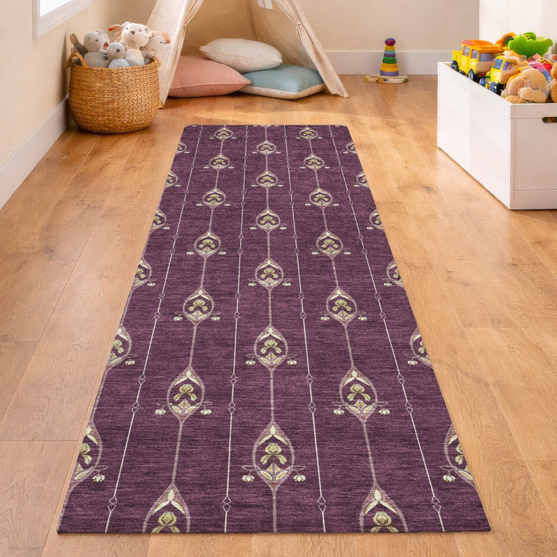 Machine Washable Indoor/Outdoor Chantille ACN2691 Kids Rug, Aubergine, Tapis de couloir 2 pi 3 po x 7 pi 6 po