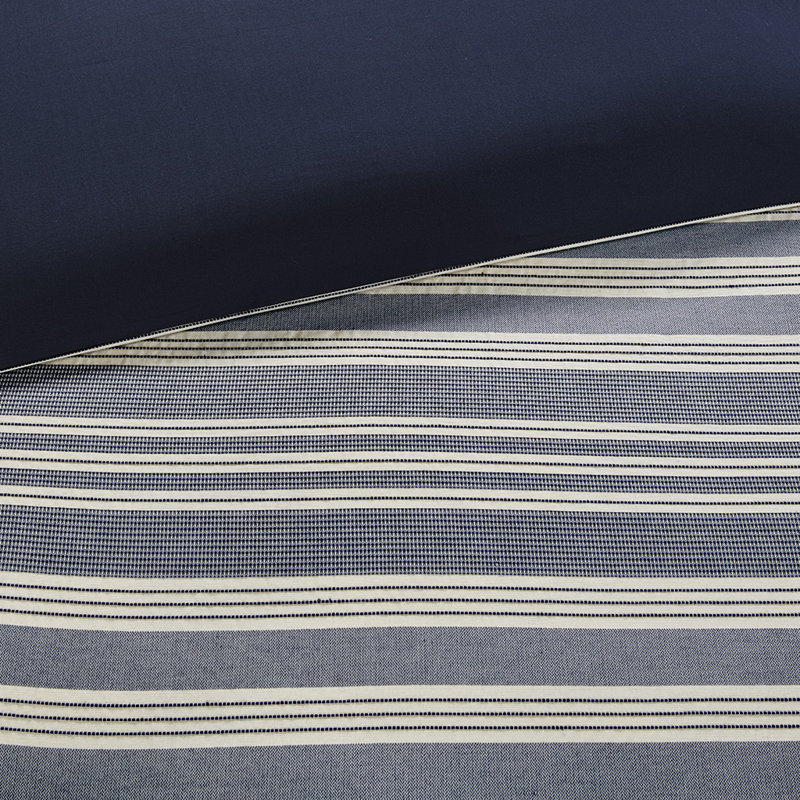 Ensemble d'édredon à rayures en jacquard Gracie Mills Nolan, Édredon grand + 7 articles supplémentaires, Bleu