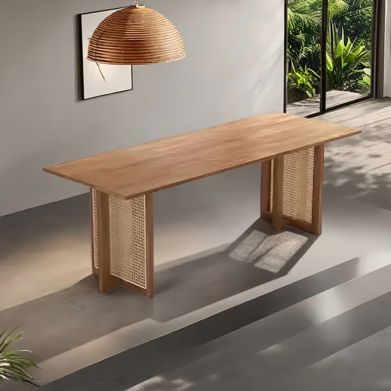 Table de salle à manger en rotin, H 29,13 po x L 70,87 po x l 35,43 po