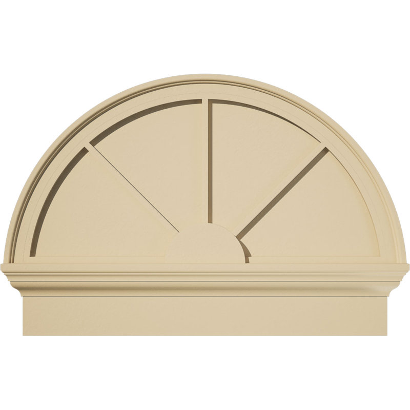 Demi-rond signature fronton en uréthane, brun clair apprêté, 30 po x 21,75 po x 2,75 po, Combinaison, 3 rayons