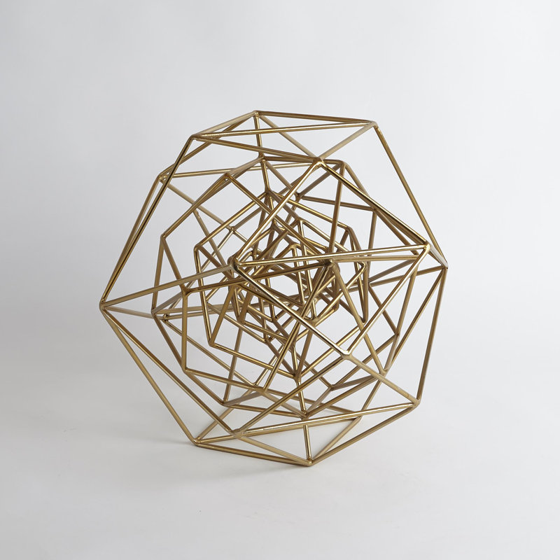 Geo Sculpture, 8" H x 10" W x 10" D, Gold