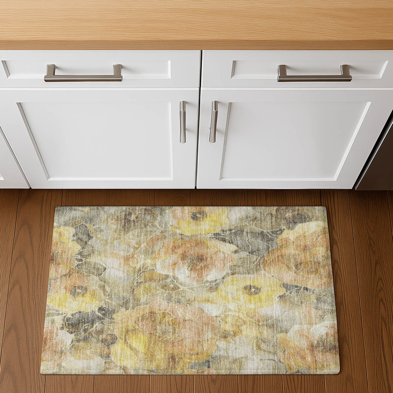 Premium Machine Washable Mayfield AMF1859 Floral Rug, Rectangle 1'8" x 2'6"