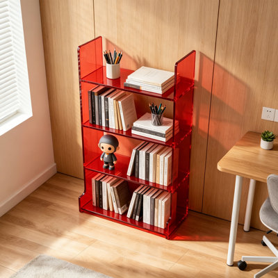 Bibliothèque rouge en acrylique transparent