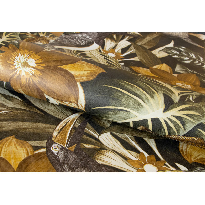 Matamoros Palau Floral Fish And Bird Inspired 8.5 m x 70cm Wallpaper Roll, Walnut