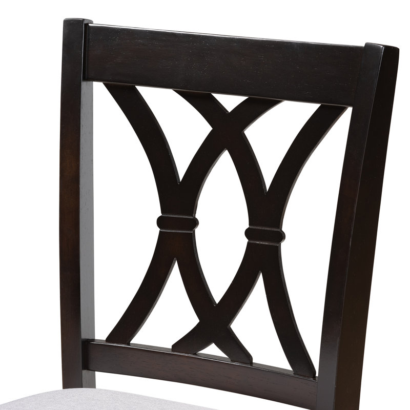 Upholstered Counter Stool with Solid Wood Frame, Gray, Espresso Brown, Counter Stool (25” Seat Height)