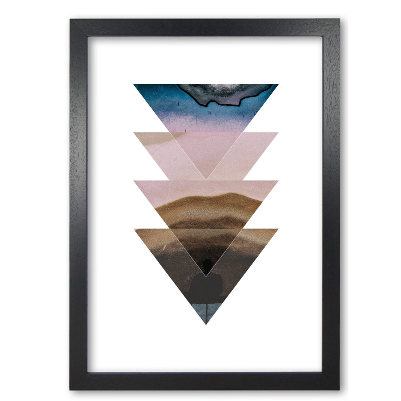 Abstract Triangles - Print, 60 cm H x 42 cm W x 5 cm D, Black Grain Frame
