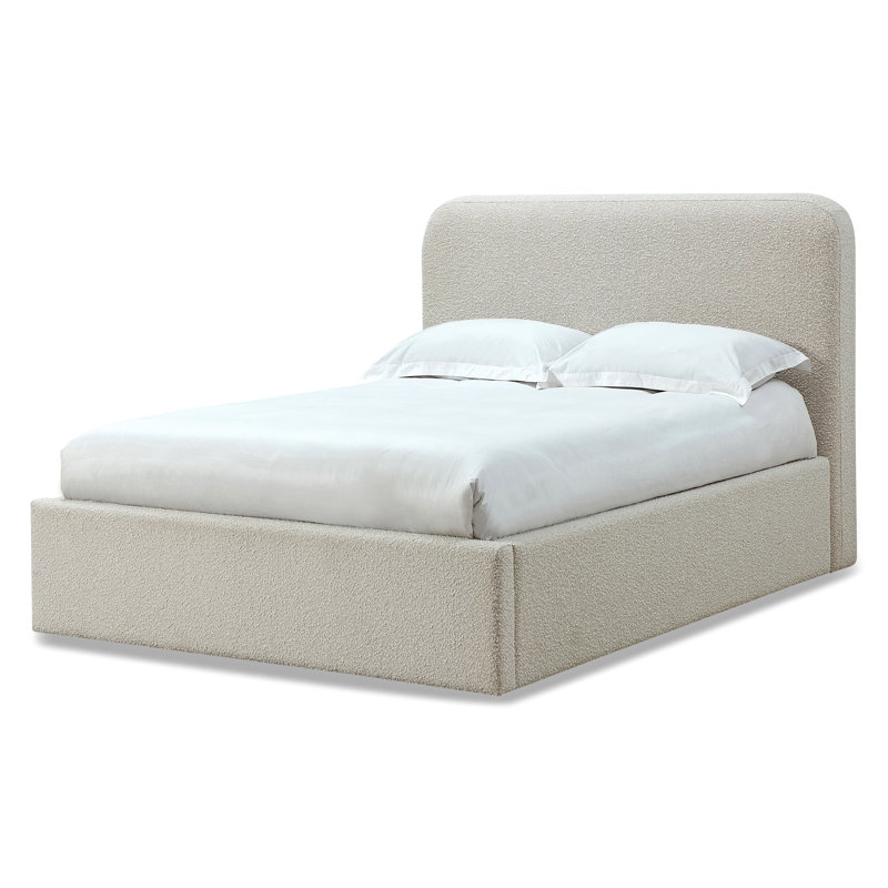 Lit plateforme tapissier Bailee, Double, Boucle blanc