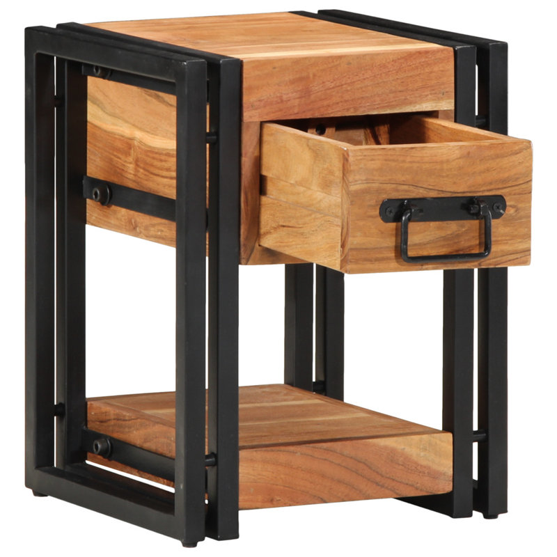  Bedside Cabinets Set Of 2 Brown Solid Acacia Wood, Individual