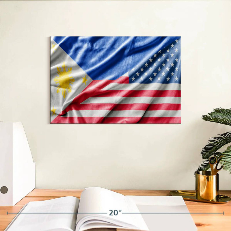 'Philippine And USA Flag, 8" H x 12" W