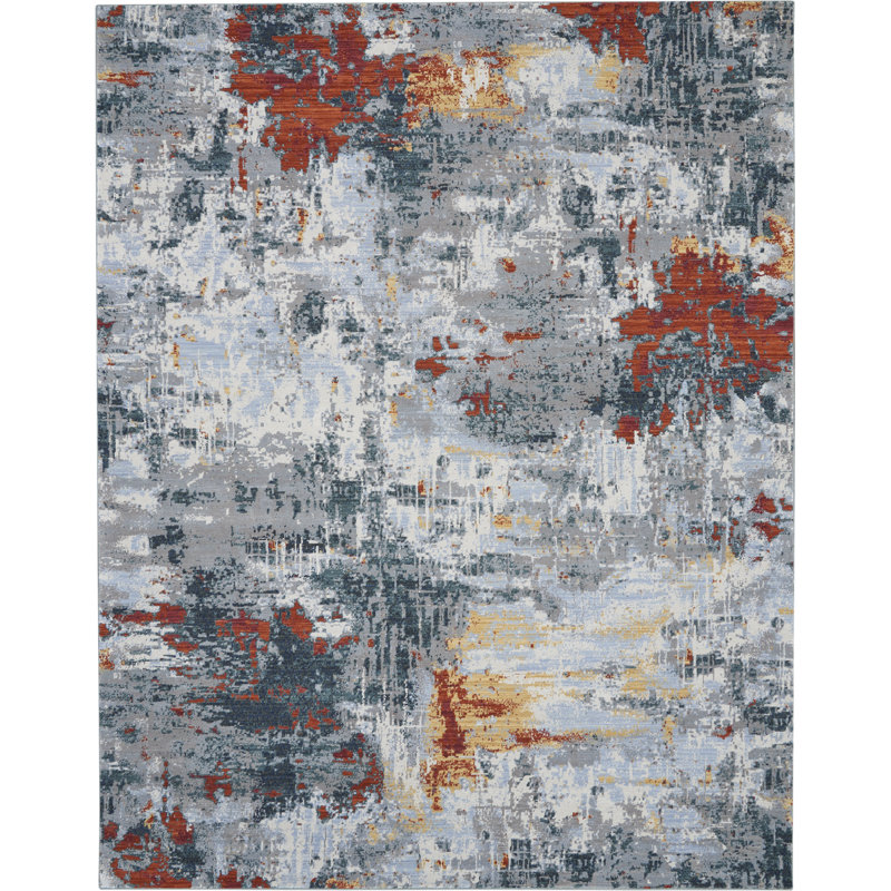 Tapis ardoise moderne artistique Adriana, Rectangle 9 pi 6 po x 12 pi 6 po