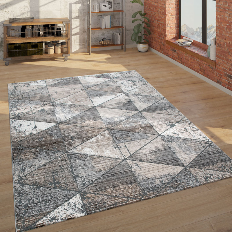 Tapis gris à motif géométrique Kabat, Rectangle 7 pi 10 po x 11 pi 2 po