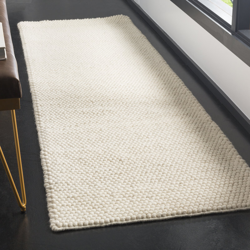 Natura Solid Color Area Rug In Ivory, Runner 61 x 183 cm
