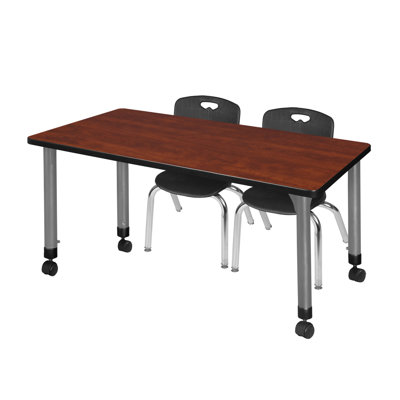 Table de classe réglable Kee Mobile, 2 chaises empilables et base Andy
