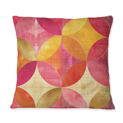 Retro Pink Orange Midcentury Circles Glam II - Midcentury Throw Pillow