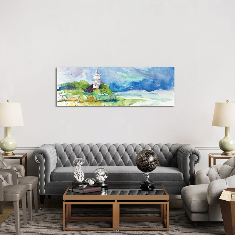 Lighthouse On Coastline by Lanie Loreth - Wrapped Canvas Panoramic Print, 152.4 cm H x 50.8 cm W x 1.91 cm D