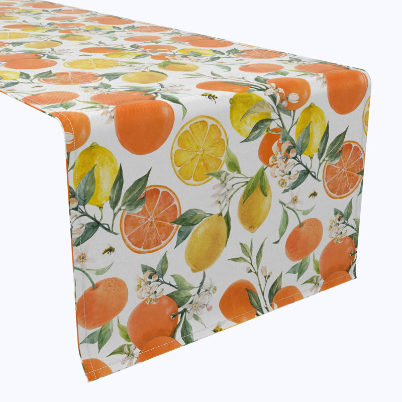 Table Runner, 100% Cotton, Oranges & Lemons, 108" x 16"