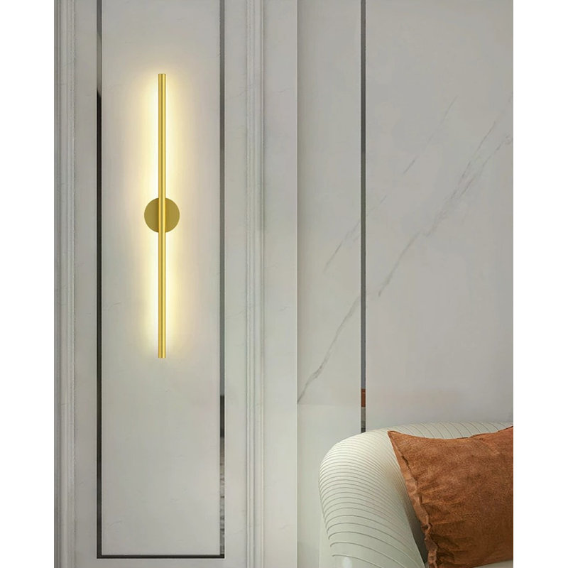 Aluminum LED Plug-in Flush Mounted Sconce, Gold, 25.5" H x 4.8" W x 2" D