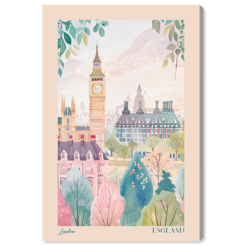 «Soft Spring London», toile de voyage par Art Remedy, Toile tendue, H 15 po x l 10 po