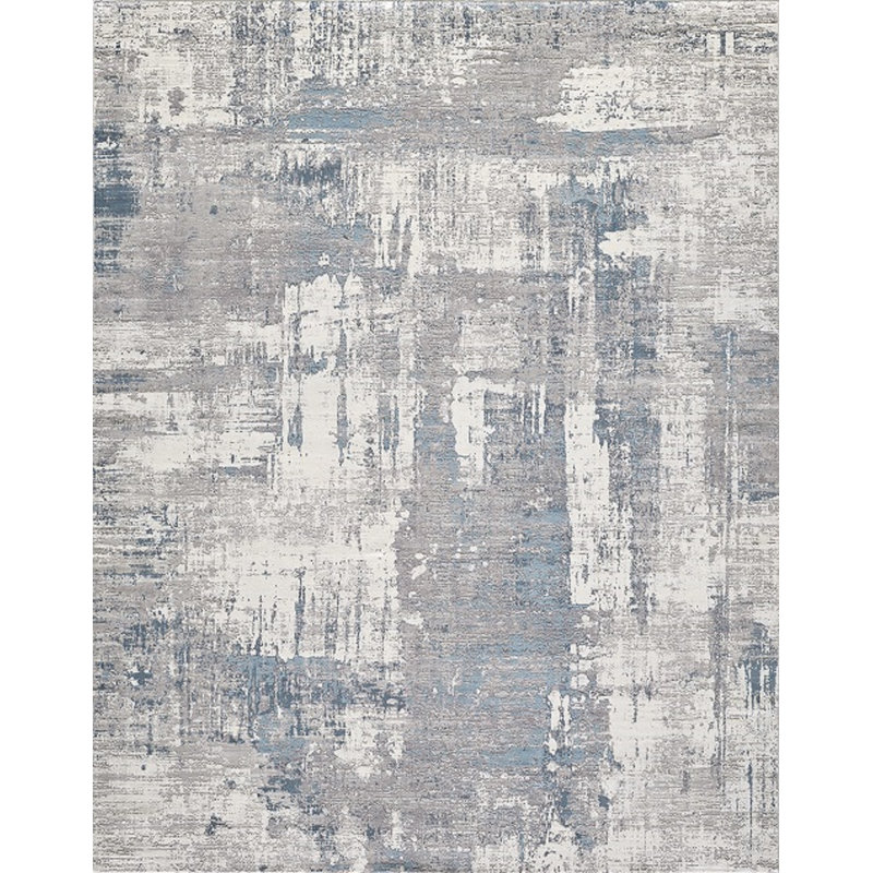 Hand-Knotted High-Quality Gray and Beige Area Rug, Rectangle 4' x 6'