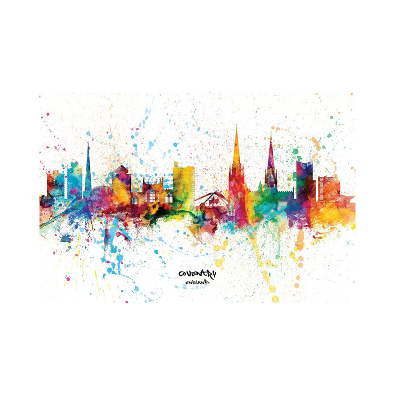 Coventry England Skyline Splash by Michael Tompsett - Wrapped Canvas Print, 30.48 cm H x 45.72 cm W