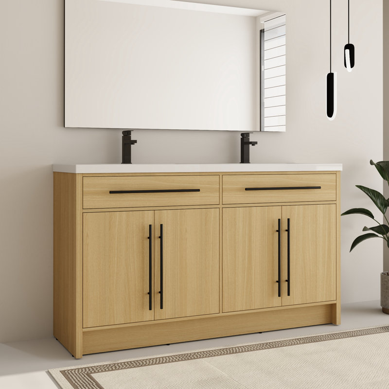 Meuble-lavabo double 60 po avec comptoir en résine 60 po, 60"