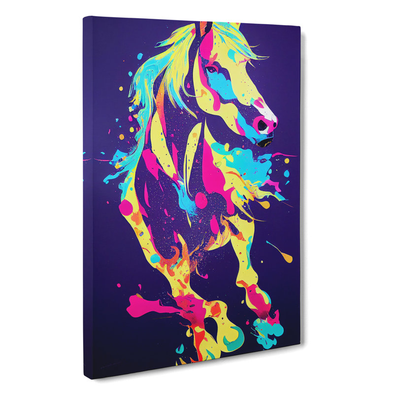 Paint Splash Horse No.1 Abstract - Wrapped Canvas Print, 60cm H x 40cm W x 3cm D