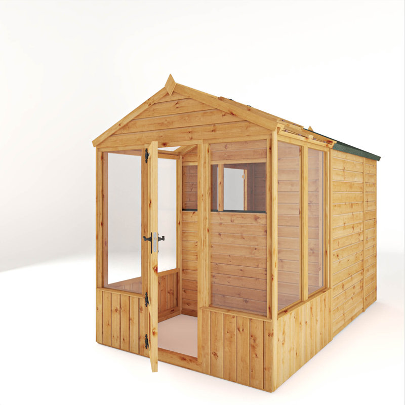 Mercia 10x6 Premium Woodsman Wooden Apex Styrene Greenhouse Combi Shed 10 x 6, 229cm H x 191cm W x 315cm D
