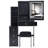 29.2" Small Size Left Bedside Cabinet Vanity Table + Cushioned Stool, 2 Ac+2 Usb Power Station, Hair Dryer Bracket, Extra Large Touch Control Sliding Led Mirror, Tri-Color Switching, Brightness Adjust-2041766441