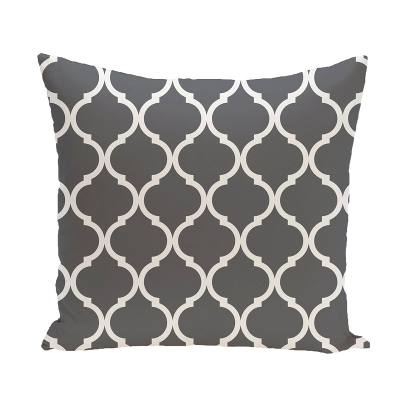 Louis Geometric Reversible Throw Pillow, 18" H x 18" W x 1" D, Grey