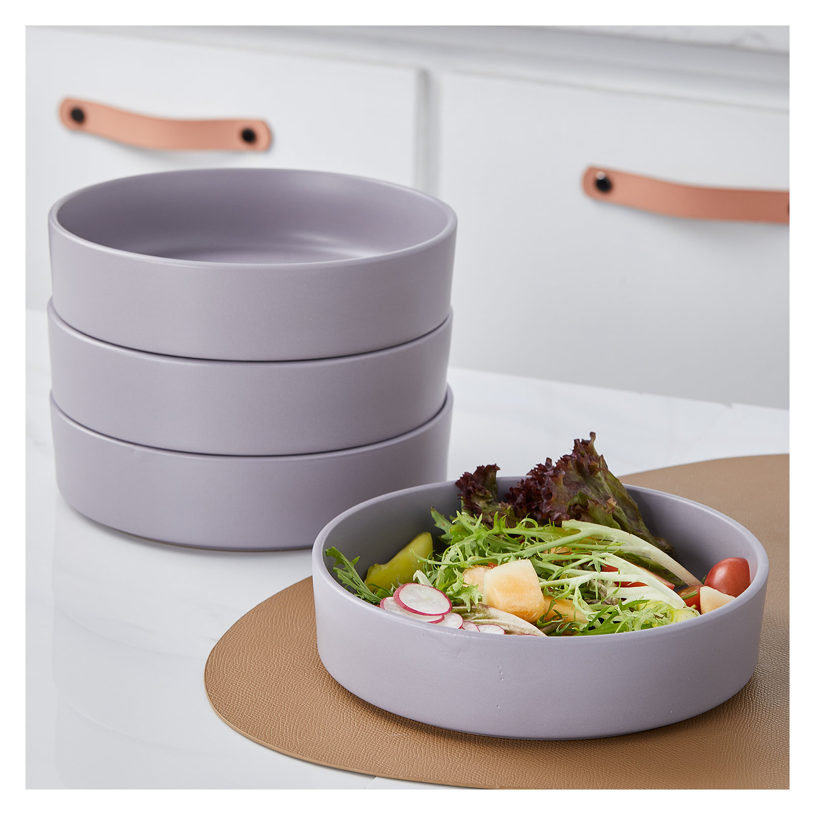 Stone Lain Cleo 16-Piece Dinnerware Set Stoneware, Light Gray