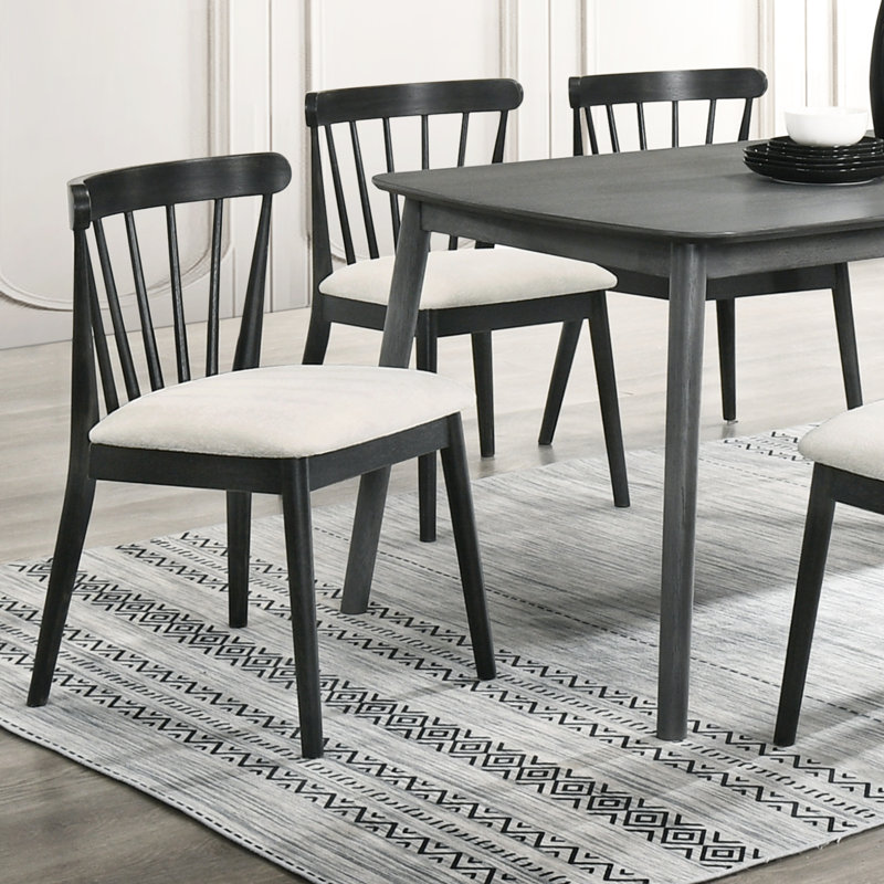 De 2 chaises d'appoint de salle à manger en bois massif noir avec un design rustique et des sièges rembourrés, assemblage simple pour la cuisine ou le coin, 21,84 po de largeur, attrait traditionnel de 25,12 lb, installation rapide