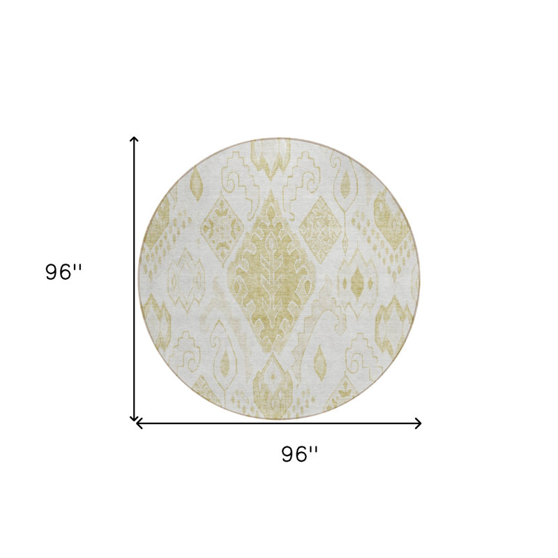 Tapis 8 po beige et ivoire rond lavable pour l'intérieur marocain