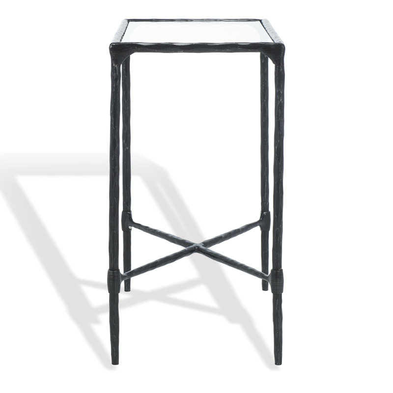 Isabellina Metal and Glass Accent Table, Black