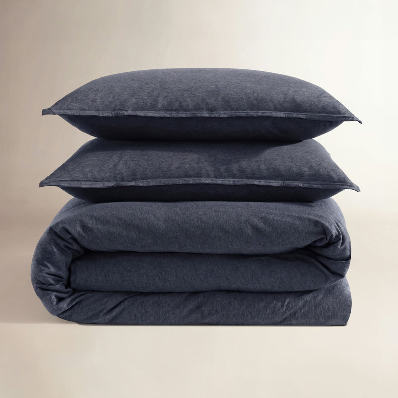 Ensemble d'édredon en mélange de coton, Édredon pour très grand lit + 2 taies décorativ, Gris foncé
