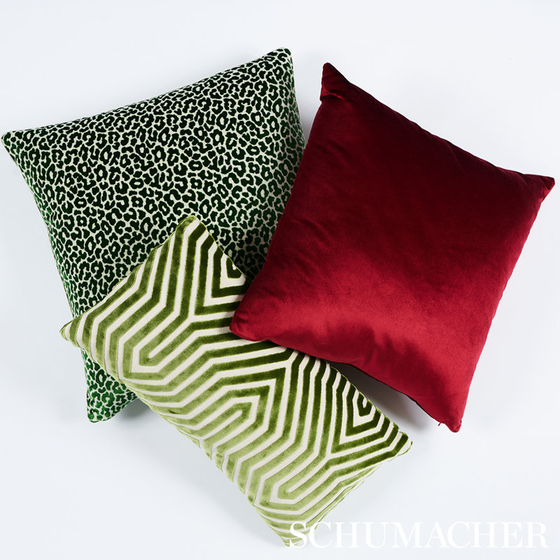 Schumacher x Mary McDonald Vanderbilt Velvet Pillow, Lettuce