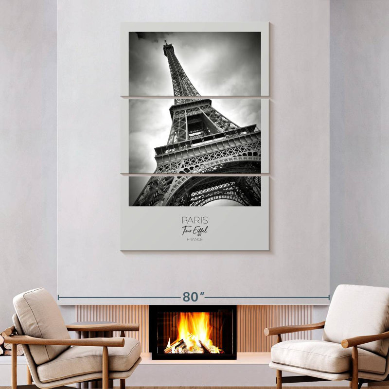 Portrait de la Tour Eiffel à Paris, H 74 po x l 48 po