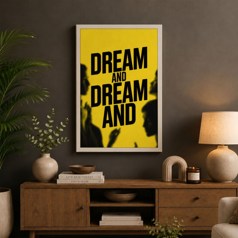 Dream and Dream Typography - Wrapped Canvas, 18x12 - 45.7 x 30.5 cm, Cream Border