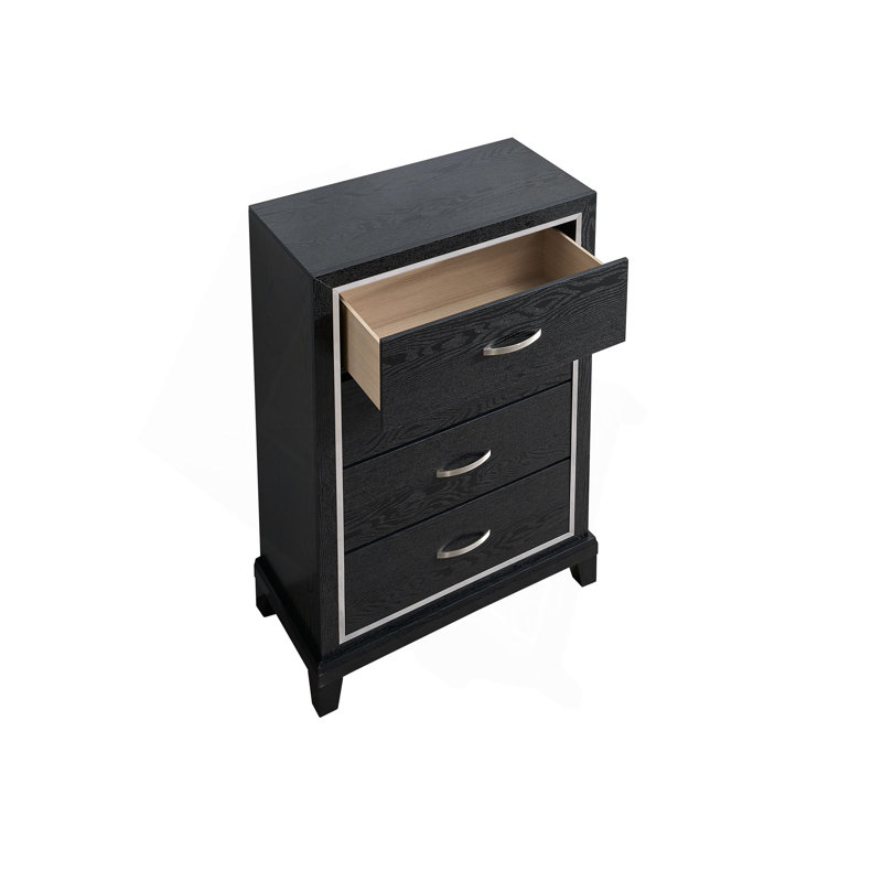 Commode verticale 4 tiroirs avec bordure contrastante et poignées de bar