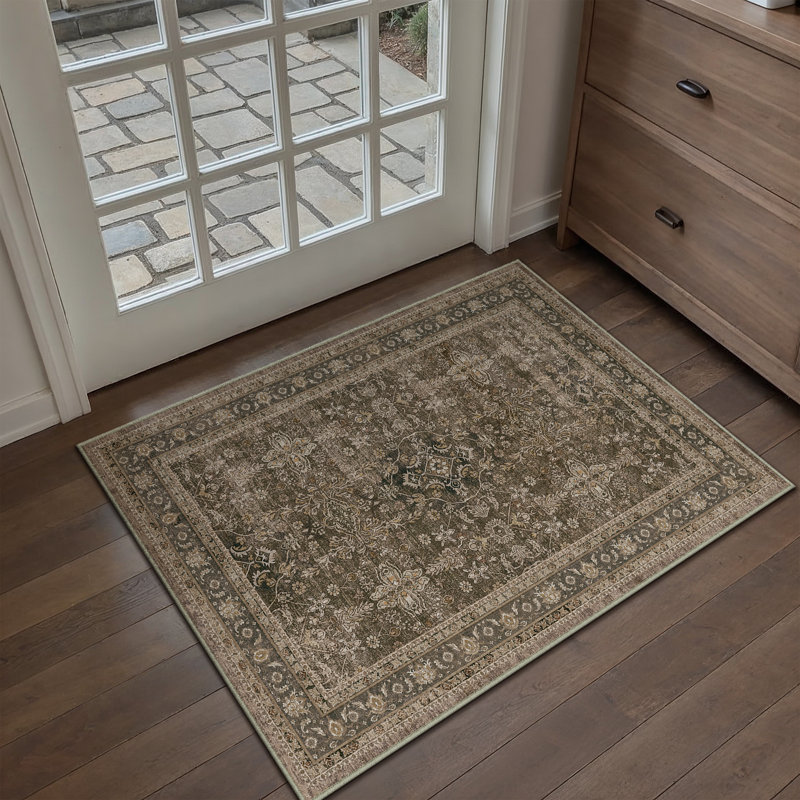 Kellems Vintage Machine Washable Area Rugs For Living Room With Non-Slip Backing, Rectangle 4' x 6'