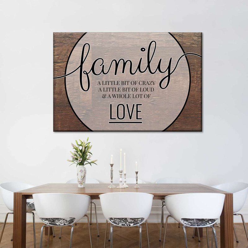 «Family Love», citation sur toile, H 26 po x l 39 po x P 1,25 po