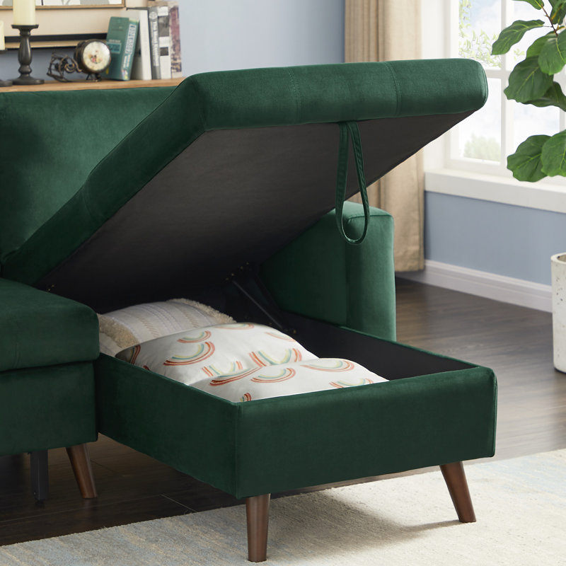 Canapé-lit modulaire 88 po avec rangement et méridienne réversible en velours doux