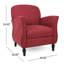 Red Armchair With Medium Piping, Polished Turned Legs, Curvy Retro Arms And Fabric Upholstery, 33.77 In. Height X 29.31 Width 27.71 Depth Modern Legs Retro-Style Curved Arms,