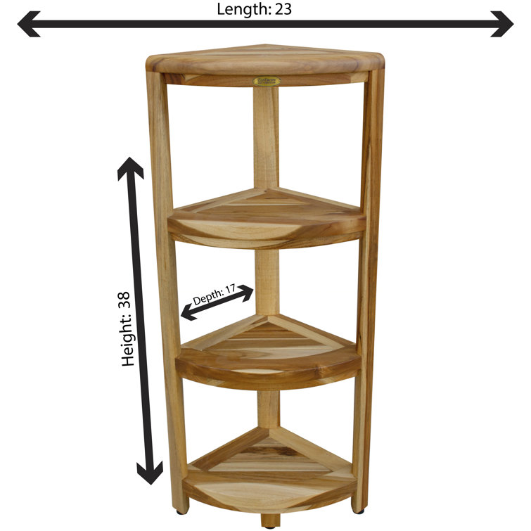 DecoTeak Oasis 3-Tier Teak Corner Shower Shelf