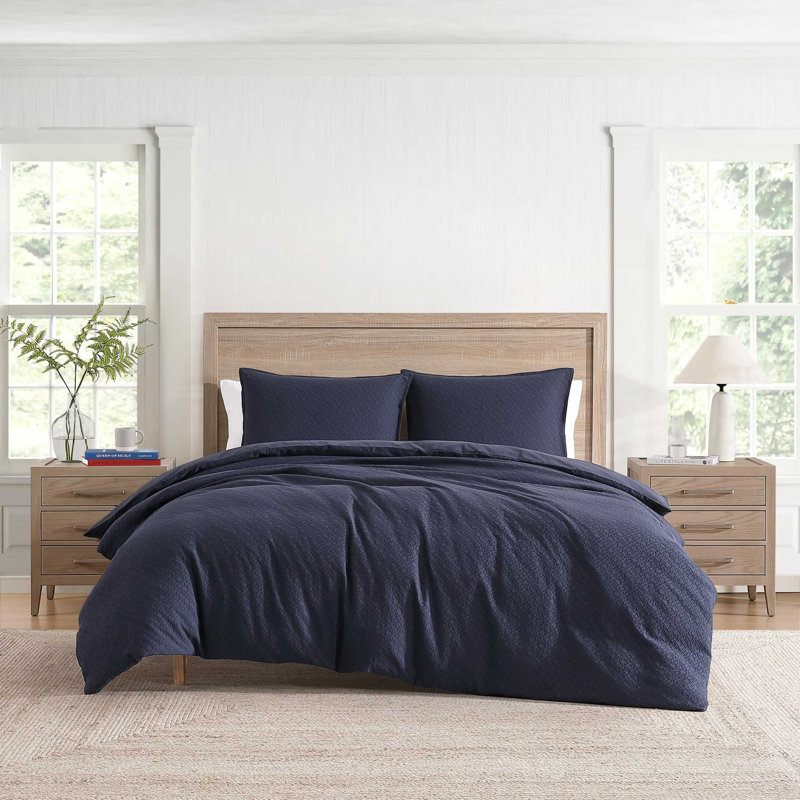 Ensemble d'édredon en coton matelassé Tommy Hilfiger, Marine, Édredon pour très grand lit + 2 taies décorativ