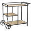 Chariot-bar moderne avec 3 cadres en bois et en métal noir, 32,3 x 15,7 x 26,8, 32,3 x 15,7 x 26,8 po supportant trois sections de rangement élégantes