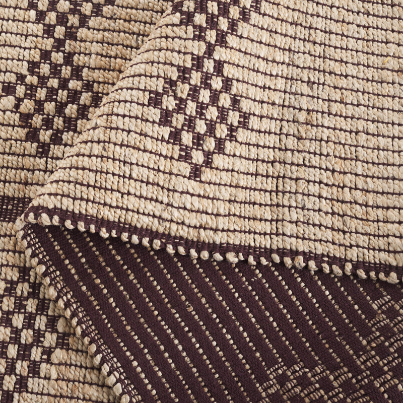 Kobei Natural Fiber Flat Weave Jute Pile Southwestern Rug, Rectangle 5' x 8'