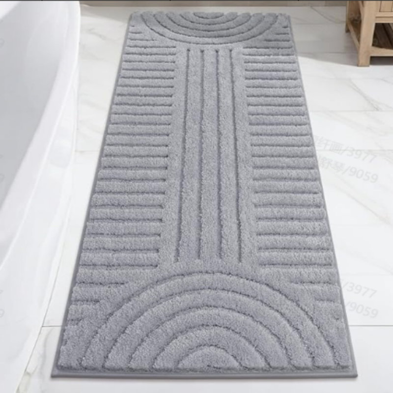 Non Slip Soft Absorbent Bath Mat, Gray, 60" L x 24" W